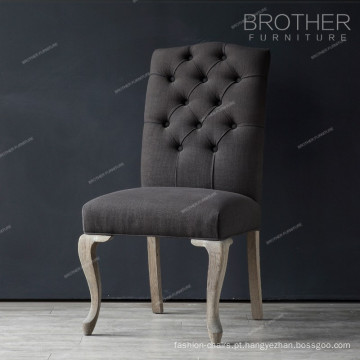 Preço de fábrica novo design de madeira de carvalho antigo cadeira de jantar com assento de tecido
